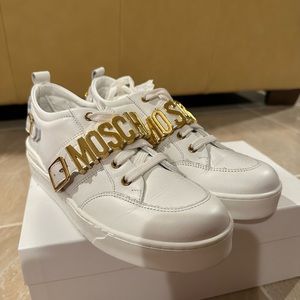 Moschino White Leather Sneakers